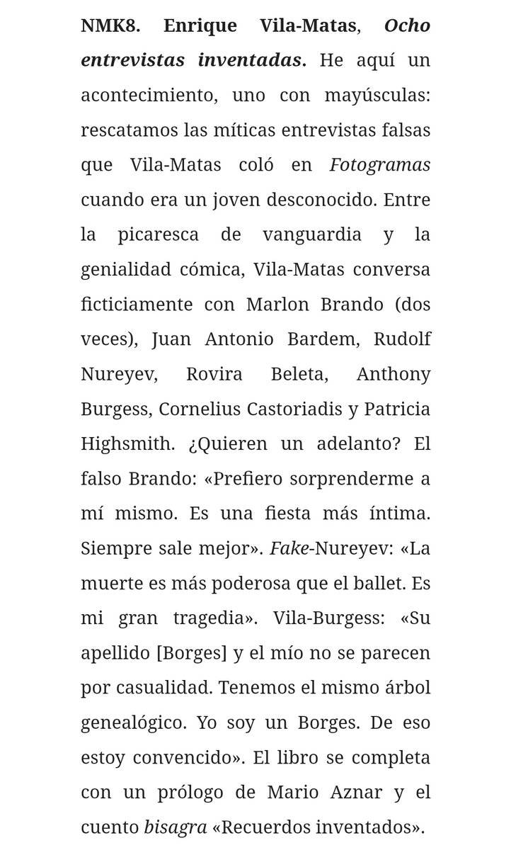 Cada newsletter de @HyO_editores es un sobresalto gozoso de deseos.
En #NMK el señor del 🎩
Contando las semanas estoy 📌📌📌
Cc @LoCharpentier 🗼