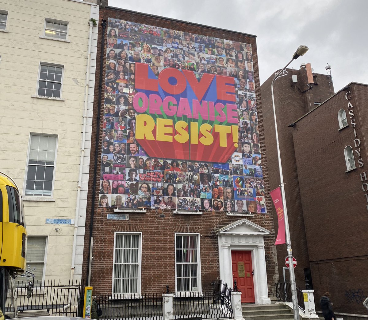 We’re proud to host this wonderful banner on our head office today. In response to the violence in Dublin in October, thousands of people have been sending in pictures, videos and messages of love to the community in and around Parnell Square. Reject racism. Support solidarity