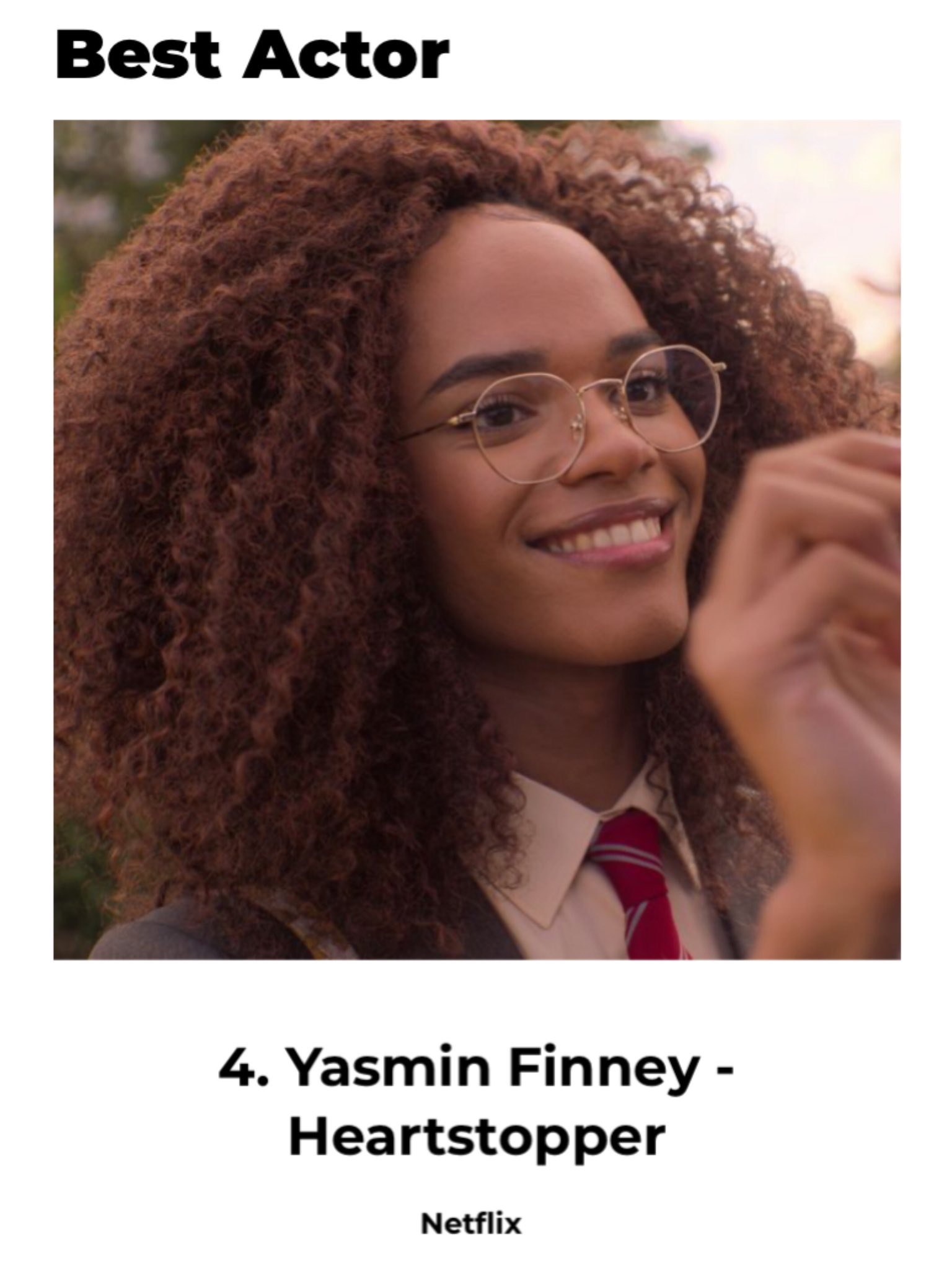 yasmin finney updates on X: 📂 Yaz wins 4th place as Best Actor