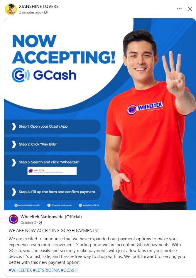 Wheeltek Company accepting GCASH Payment na @XianLimm for Motorcycles Purchases 👏💗🙌😘🏍️