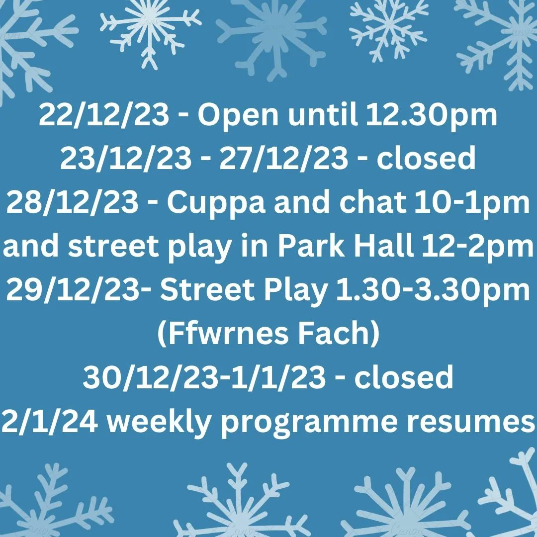 Dyma ei'n amserlen dros adeg y Nadolig a'r Blwyddyn newydd!! Gwyliau hapus pawb!! ❄️

Here is our schedule over Christmas and New Year's. We hope you enjoy and have a lovely break everyone!! ❄️❄️❄️❄️❄️❄️