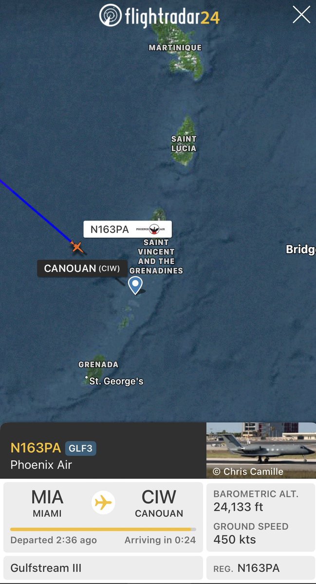 CANJE DE PRISIONEROS ESTADOUNIDENSES EN PROCESO 
#20Dic Phoenix Air Gulfstream III d 🇺🇸 desciende al aeropuerto d Canouan en San Vicente y las Granadinas y un jet privado del Régimen 🇻🇪 se dirige al mismo lugar para llevar a cabo el intercambio de Estadounidenses por Alex Saab