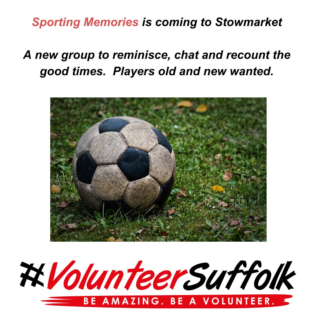 Join a new club, talking about your favourite teams and sporting greats. Volunteers can help by chatting to participants and encouraging gentle play. Please visit volunteersuffolk.org.uk