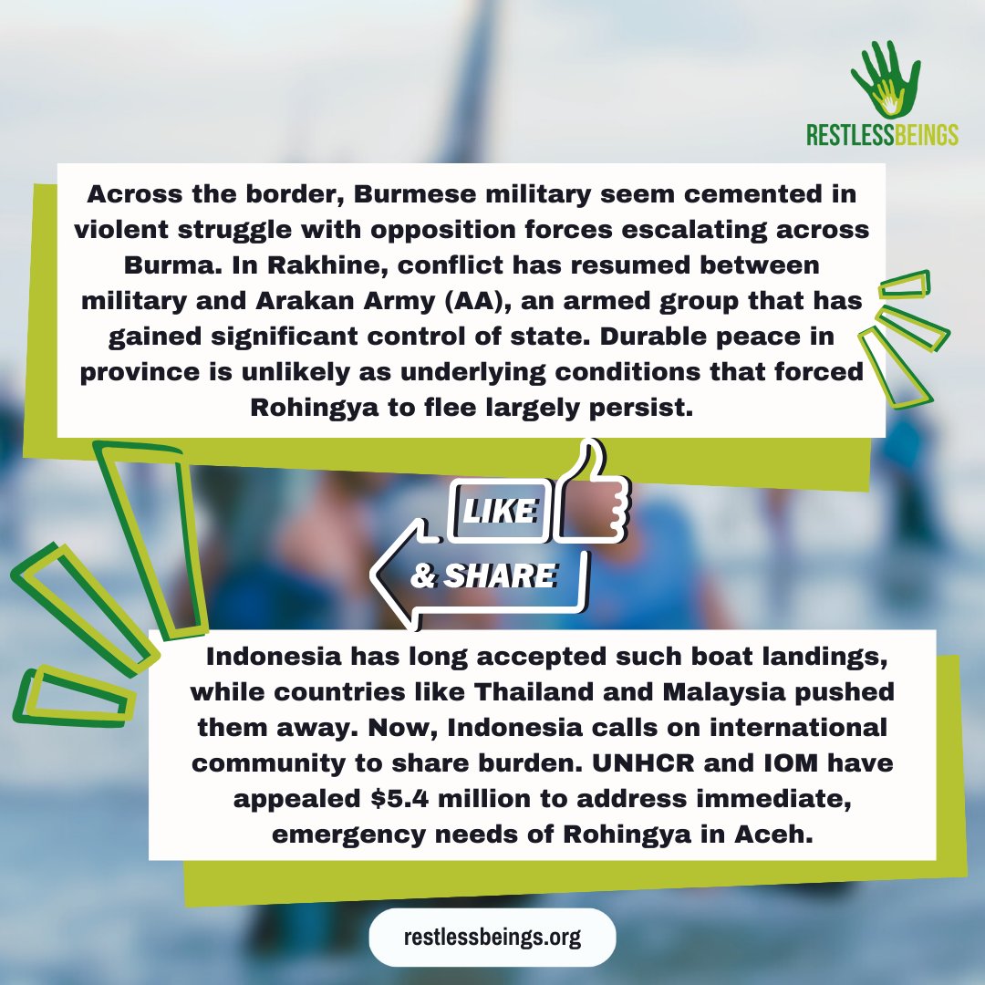 Ongoing - #Rohingya continue to face constant reality of being made a stateless people. More flee to Indonesia & South East Asia facing ever more challenging conditions. The threat to a human' rights anywhere is a threat to all humans rights everywhere. Please share and amplify x