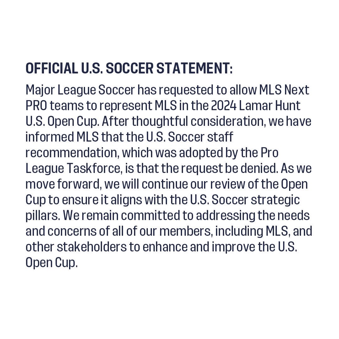 Official U.S. Soccer Statement: