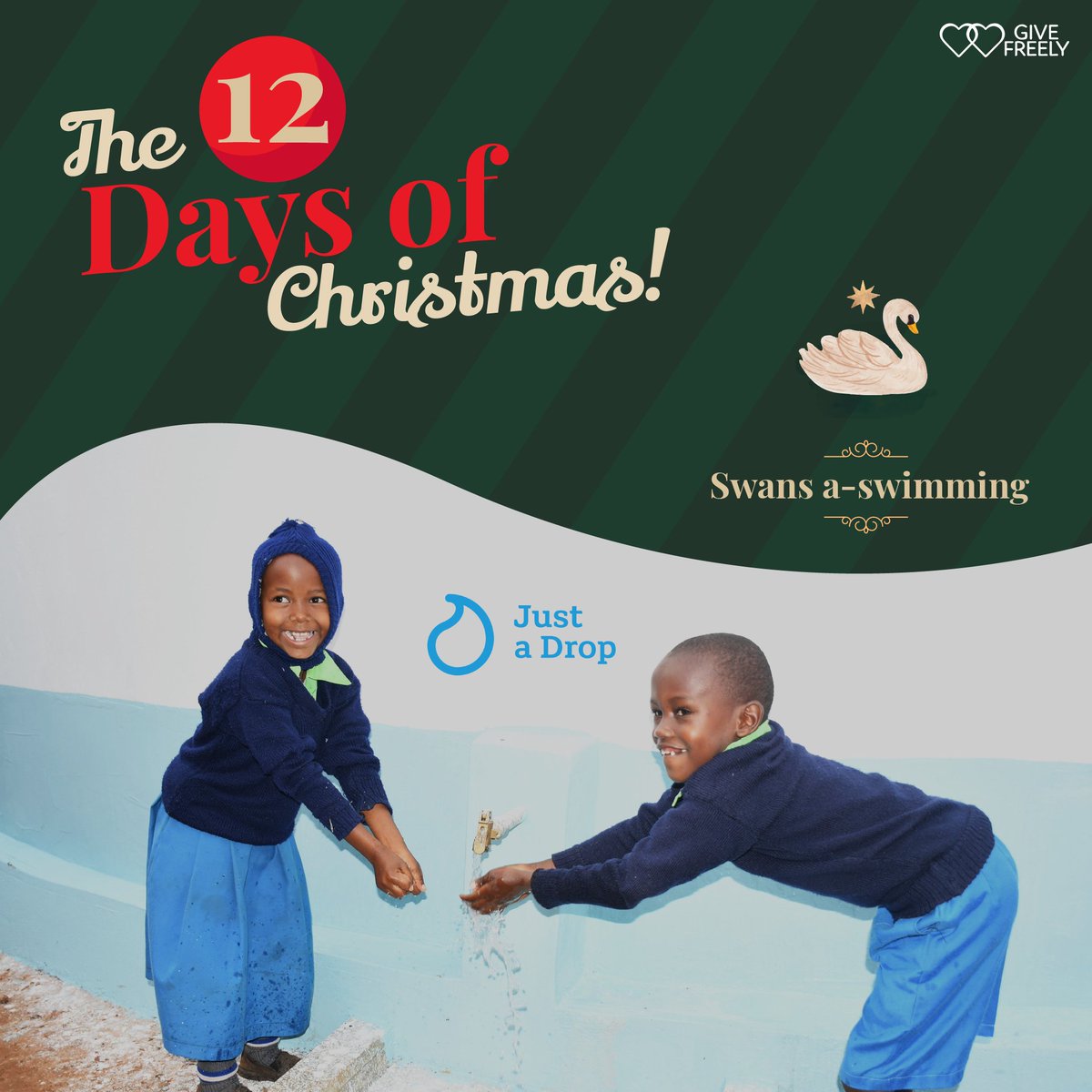 On the Seventh Day Of Christmas, 💧 exchange the "Seven Swans A-Swimming" for a charitable cause! You can help provide clean water for children through Just a Drop with Give Freely.
#givefreely #justadrop #giftswithpurpose
givefreely.com
Shop. Save. Support!
