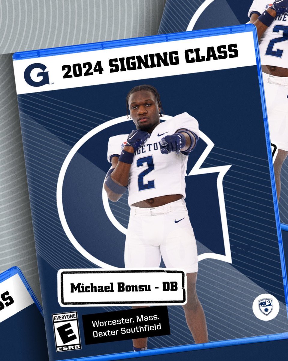 Officially home on The Hilltop 🐶 🦴 𝗦𝗜𝗚𝗡𝗘𝗗 → @Michael_Bonsu5 🏠 Worcester, MA 🏫 Dexter Southfield 🏈 DB Lockdown DB coming to strap up the Patriot League for the Hoyas!