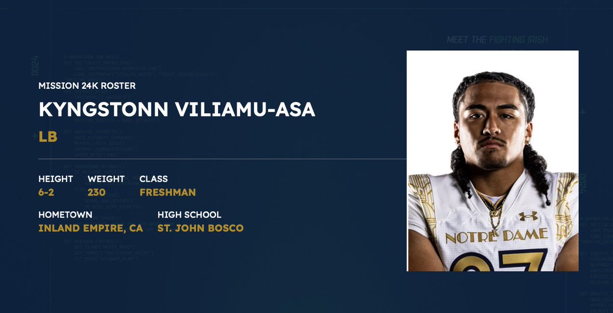 #NotreDame linebacker Kyngstonn Viliamu-Asa is OFFICIAL. SIGNED: 247sports.com/college/notre-… @AsaViliamu @247Sports / @irishillustratd