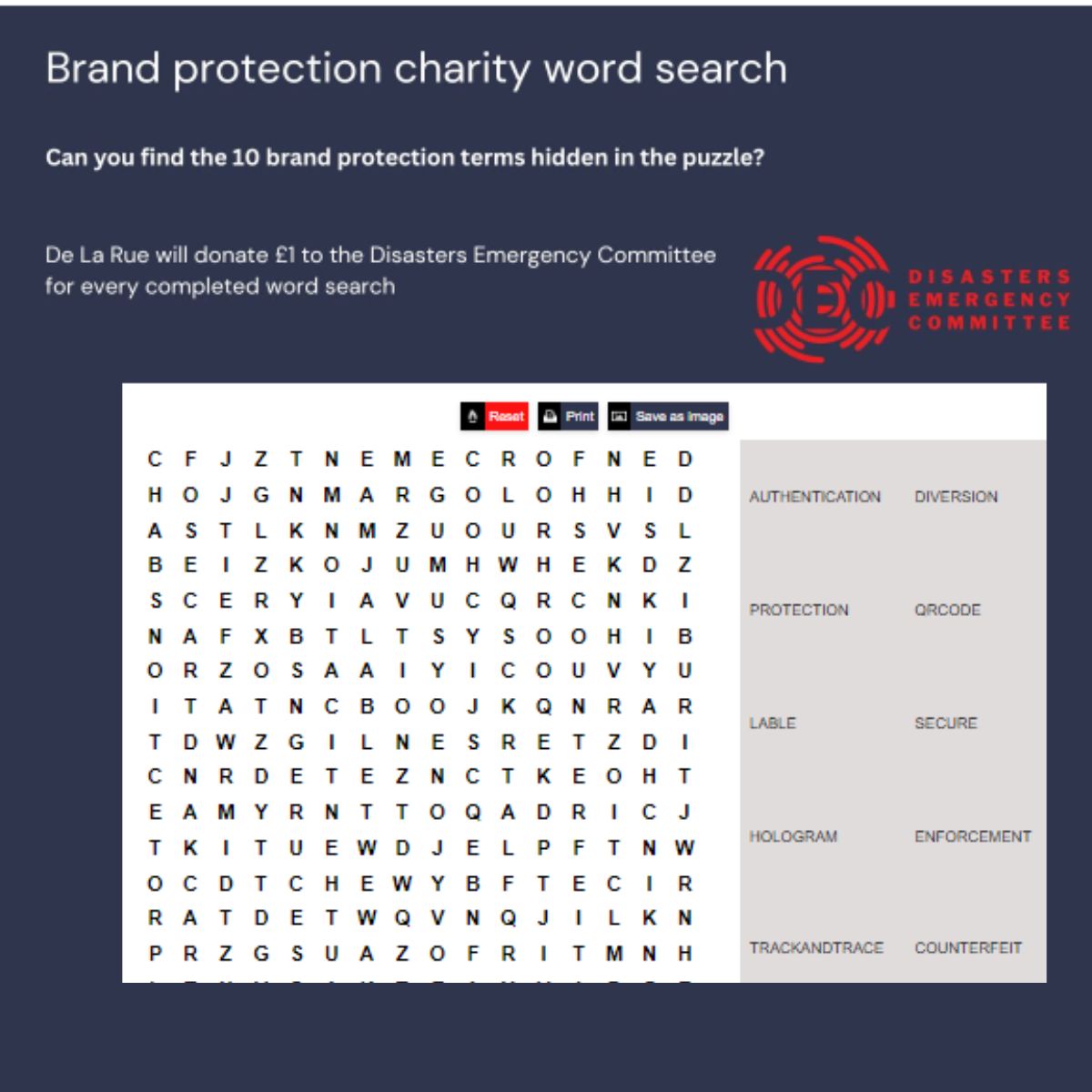 Put your brand protection knowledge to the test with De La Rue's charity word search! Find 10 key terms related to brand protection in our puzzle. We encourage you to share this challenge to magnify the impact! 👥hubs.ly/Q02dt4J10 #DeLaRue