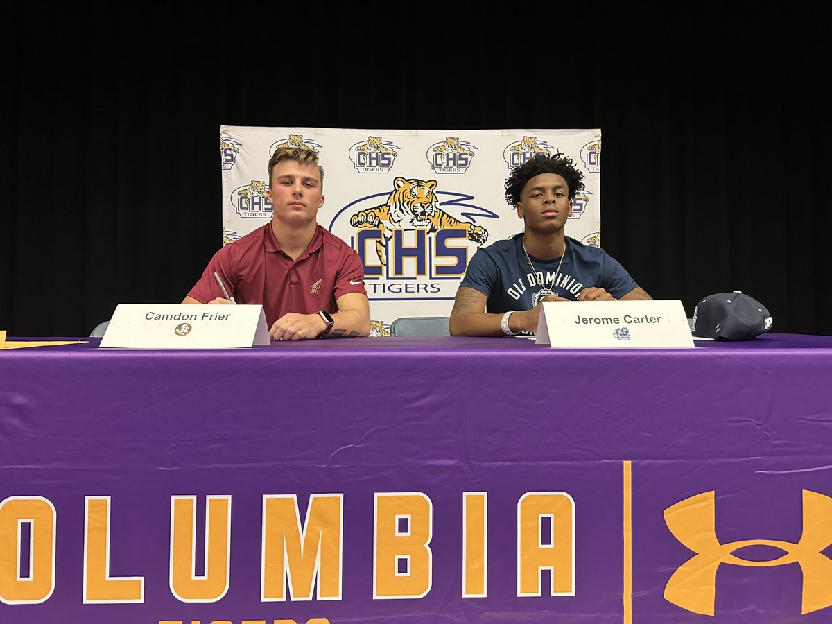 It’s official: Columbia 4-star WR Camdon Frier has signed with Florida State and DB Jerome Carter has signed with Old Dominion.