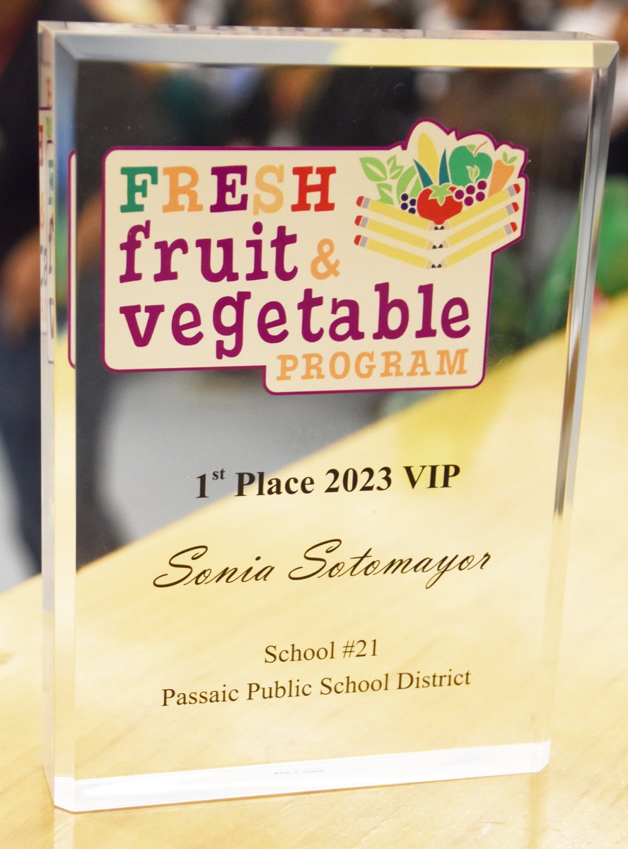 The Department and USDA representatives presented Sonia Sotomayor School No. 21 of Passaic Public Schools with the Fresh Fruit and Vegetable Program VIP Award on Tuesday. Read more at bit.ly/3RQcb3H @JerseyFreshNJDA @PassaicSchools @NJFarmBureau @RutgersNJAES @NJEA