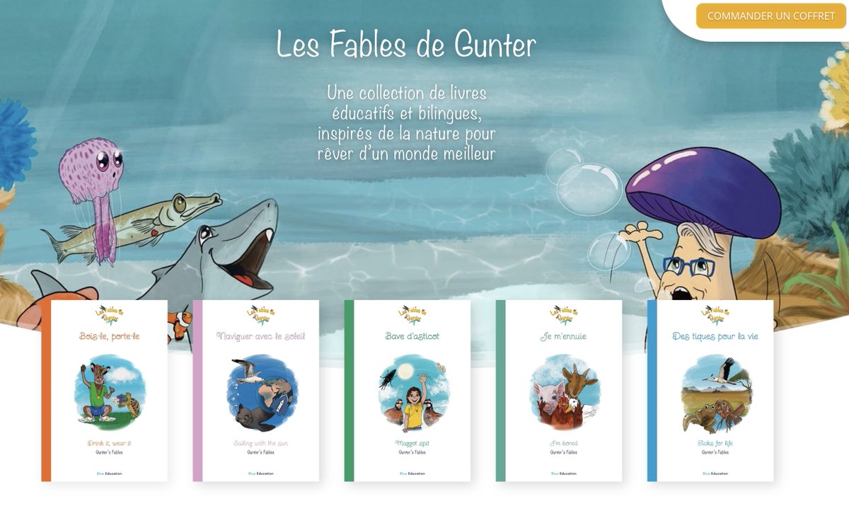 MyBlueEconomy's tweet image. J'ai terminé d'écrire les 365 fables avec un pédagogie innovante. La première édition française fut vendue. La deuzième est prêtes avec 5 nouvelles fables en français et anglais dispo et livrées dans les 72 heures. guntersfables.org/coffret-de5-fa…