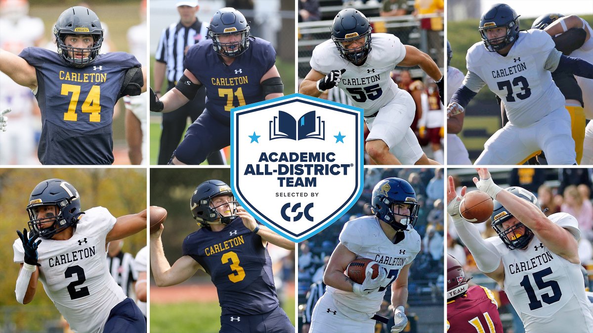 Carleton Knights (@carletonknights) on Twitter photo Eight @carletonfb players were named to the <a href="/CollSportsComm/">College Sports Communicators</a> Academic All-District Team, including 3x honorees Michael Carey & Isaac Simons! They'll join Jack Curtis, Chris Elliott, & Declan Schwab on the <a href="/AcadAllAmerica/">Academic All-America®, selected by CSC</a> ballot.
Release: ow.ly/5XRM50QkFkz
#d3fb #whyD3 🏈📚🎓 Eight @carletonfb players were named to the <a href="/CollSportsComm/">College Sports Communicators</a> Academic All-District Team, including 3x honorees Michael Carey & Isaac Simons! They'll join Jack Curtis, Chris Elliott, & Declan Schwab on the <a href="/AcadAllAmerica/">Academic All-America®, selected by CSC</a> ballot.
Release: ow.ly/5XRM50QkFkz
#d3fb #whyD3 🏈📚🎓