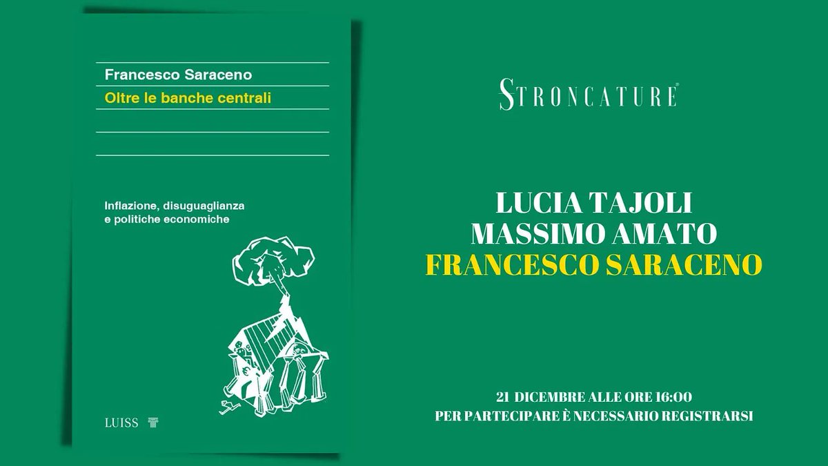 Ricordo che domani alle 16 si parla ancora di #inflazione e banche centrali. Siete ancora in tempo per i regali di natale! 😂 Ricordate che occorre registrarsi qui: stroncature.substack.com/p/oltre-le-ban… #OltreLeBancheCentrali #BCE #disuguaglianza