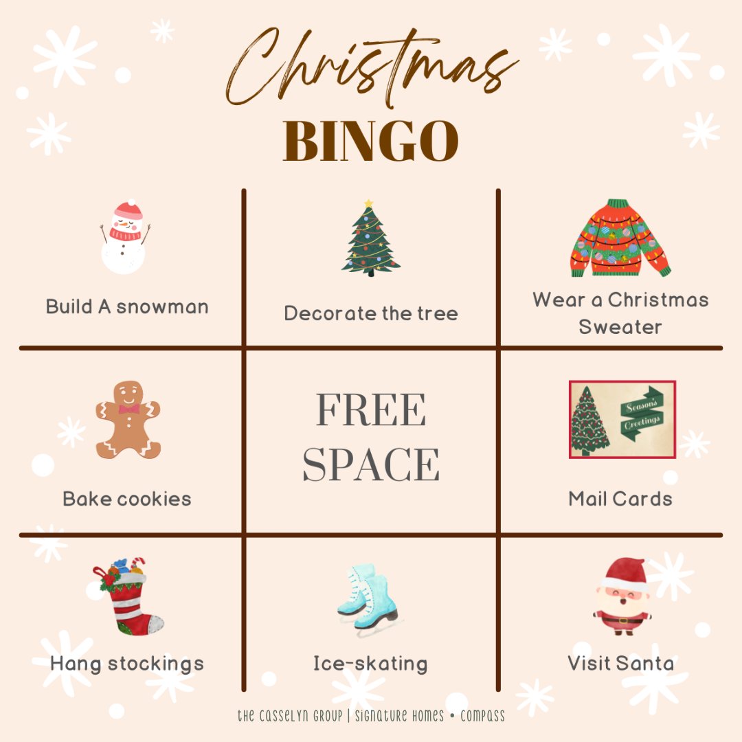 Have you gotten Bingo yet this holiday season?
𝓒
𝓒
𝓒
#thecasselyngroup #signaturehomescompass #compasschicago #christmas #holidays #bingo #celebration #bingo #christmasfun #happyholidays #winteractivities #holidayfun #justforfun #tistheseason #realtor #