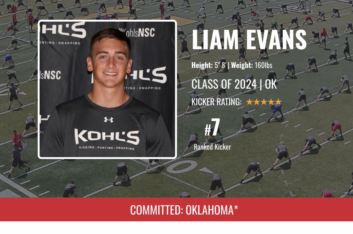 ✅ Signed The No. 7 ranked kicking prospect in America for the #KohlsKicking Class of 2024, Liam Evans, is officially an Oklahoma Sooner. ➡️ Prospect Eval: kohlskicking.com/player-profile… #oudna #NSD24