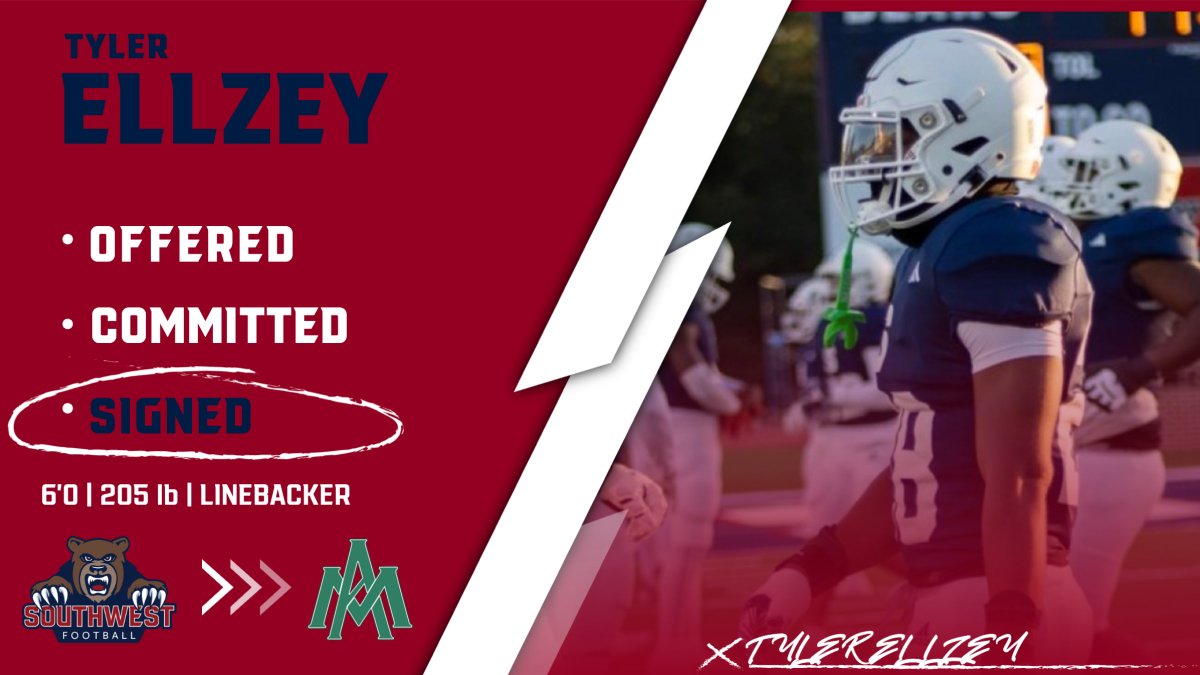 CONGRATULATIONS to Tyler Ellzey who signed with Arkansas-Monticello.

#ComeToTheSouth