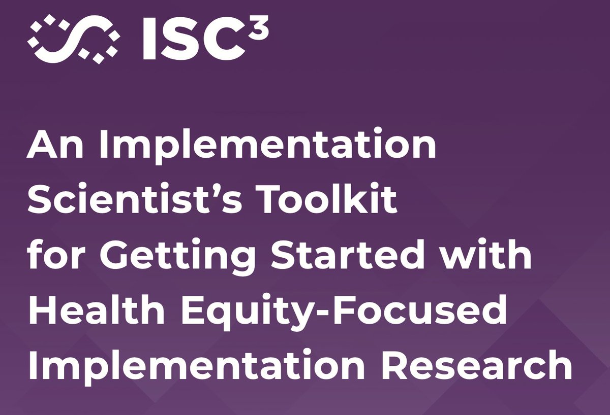1/ A long time in the making, excited that this health equity toolkit led by Implementation Science Centers in Cancer Control ISC3 is out! This website provides key introductory resources & tools for conducting health equity-focused implementation research iscentersincancercontrol.org/health-equity-…