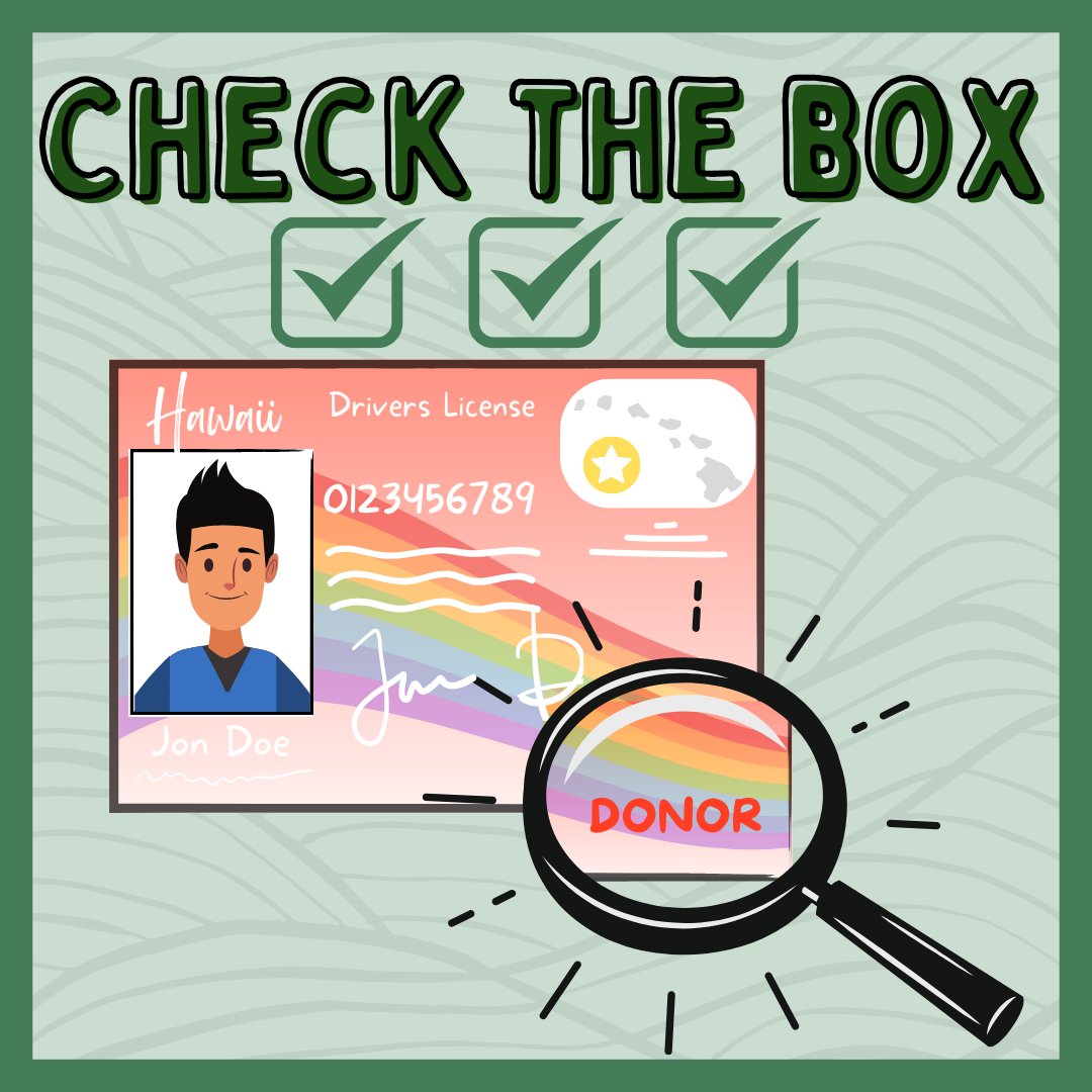 Check this box this holiday season when you get your driver's license at the DMV. ✅ It's the best gift you could give someone on the waitlist. Learn more about becoming an organ donor through the link in our bio. #legacyoflifehi #donatelife #checkthebox #dmvhawaii