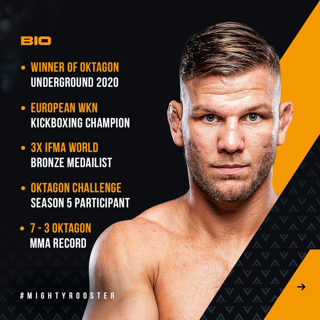 OktagonOfficial's tweet image. 💰 Tipsport Gamechanger 💰

‘Mighty Rooster’ will be competing for his share of €1 million in the lightweight tournament next year!

Matouš Kohout (9-6) 🇨🇿 has won a number of striking titles throughout his career and is now ready for the biggest opportunity of life.