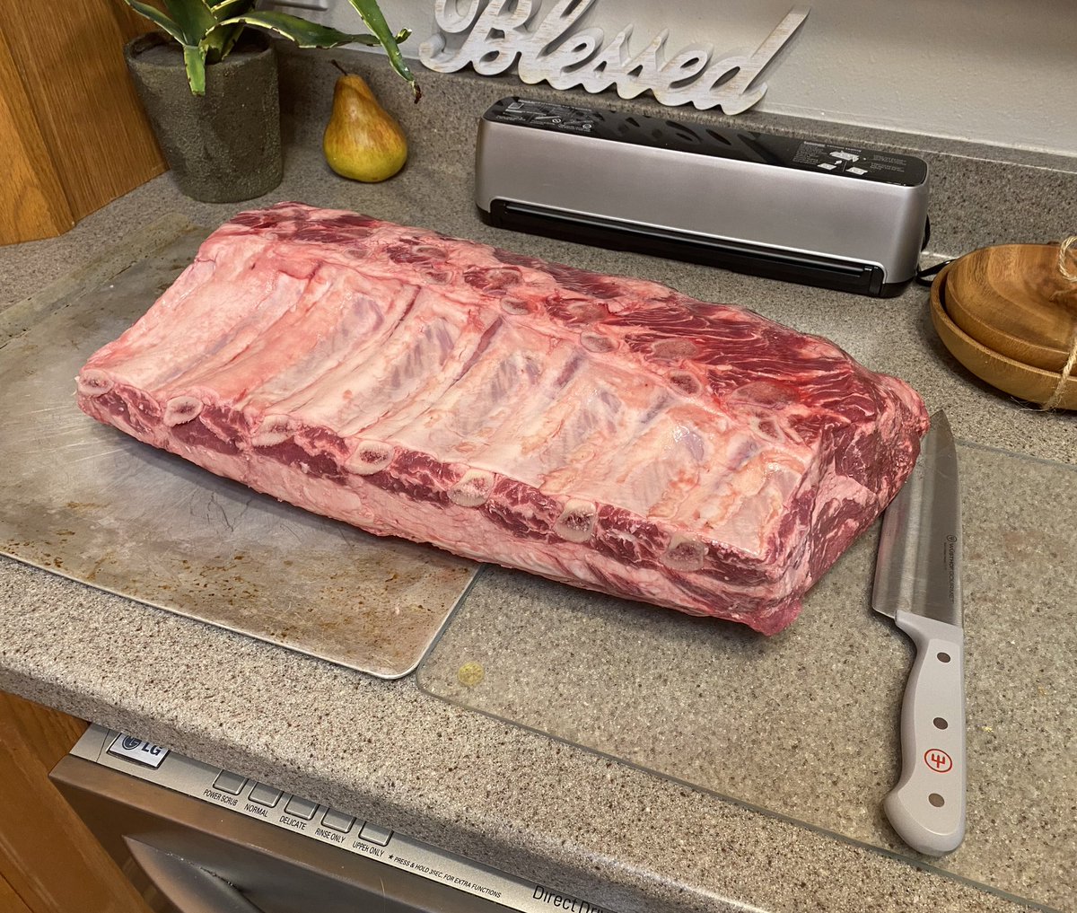 Here we go with slicing the first 20lbs of bone in beef ribeye!! Hopefully my new vacuum sealer works flawlessly!! 

 #carnivorediet #carnivore #keto #ProperHumanDiet #PHD #NSNG #yes2meat #meatheals #eatmeatlivestrong #IF #weightlossjourney