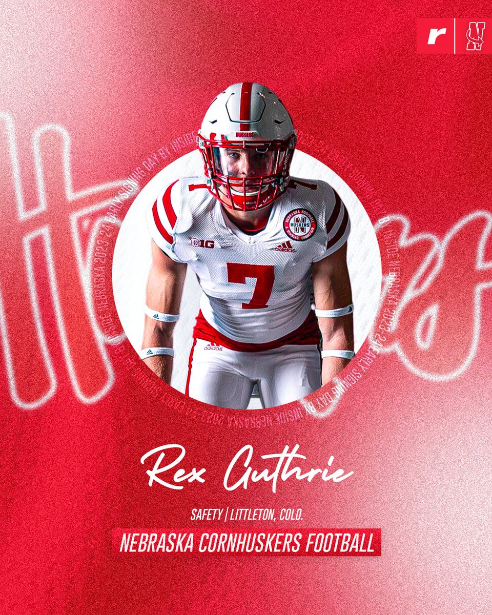 Inside Nebraska (@nebraskarivals) on Twitter photo ✍️ SIGNED: Rex Guthrie (<a href="/rex_guthrie/">Rex Guthrie</a>)
Get to know "Rex Luther" now. The #Huskers staff – with Evan Cooper pounding the table for him – is very high on the Colorado safety who could one day fill the Rover spot at Nebraska.
🔗 nebraska.rivals.com/news/nebraska-… ✍️ SIGNED: Rex Guthrie (<a href="/rex_guthrie/">Rex Guthrie</a>)
Get to know "Rex Luther" now. The #Huskers staff – with Evan Cooper pounding the table for him – is very high on the Colorado safety who could one day fill the Rover spot at Nebraska.
🔗 nebraska.rivals.com/news/nebraska-…
