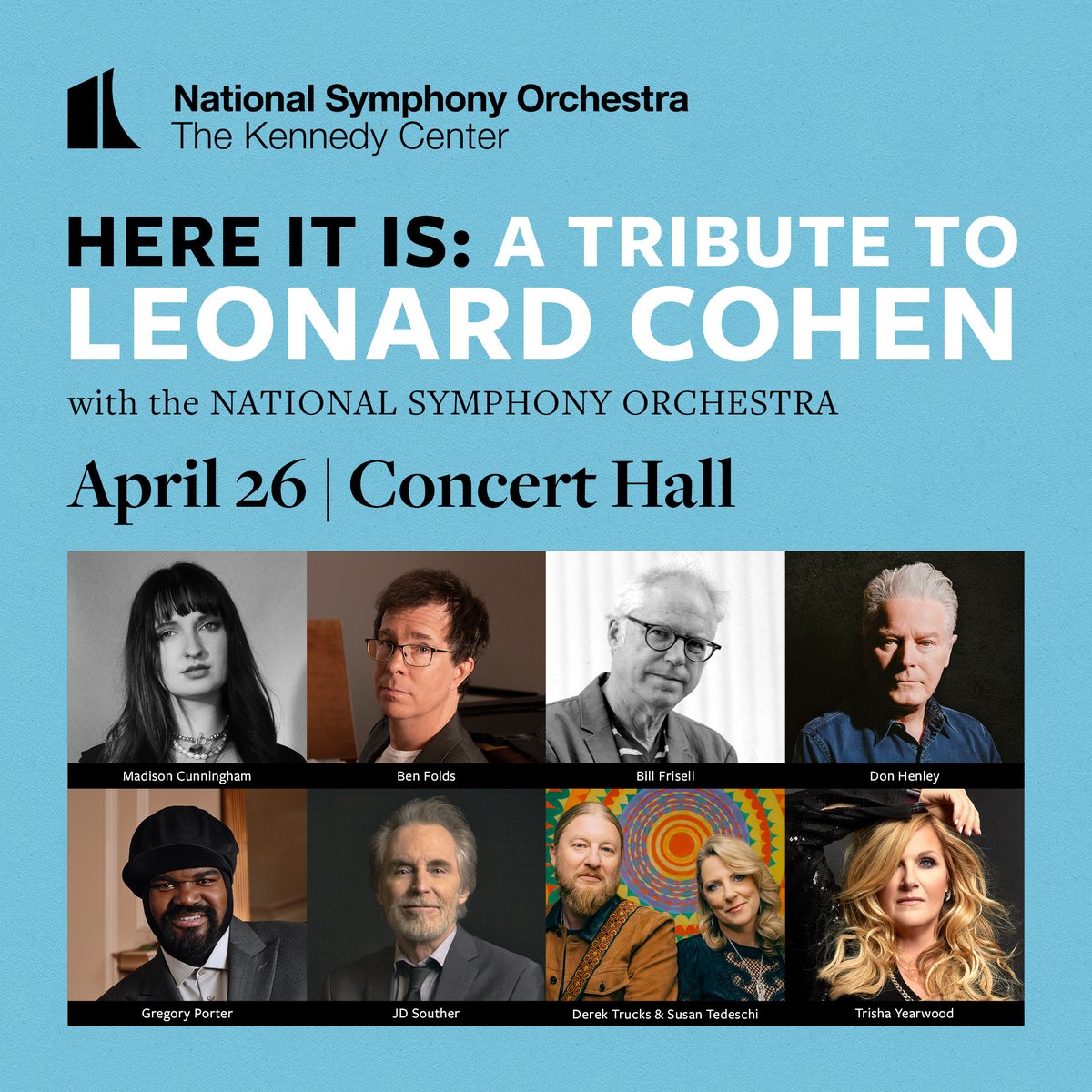 DC! Catch me April 26th at @kencen with some other incredible artists for a Leonard Cohen tribute show. General on sale is this Fri 12/22 at 10am ET. madisoncunningham.com/tour/