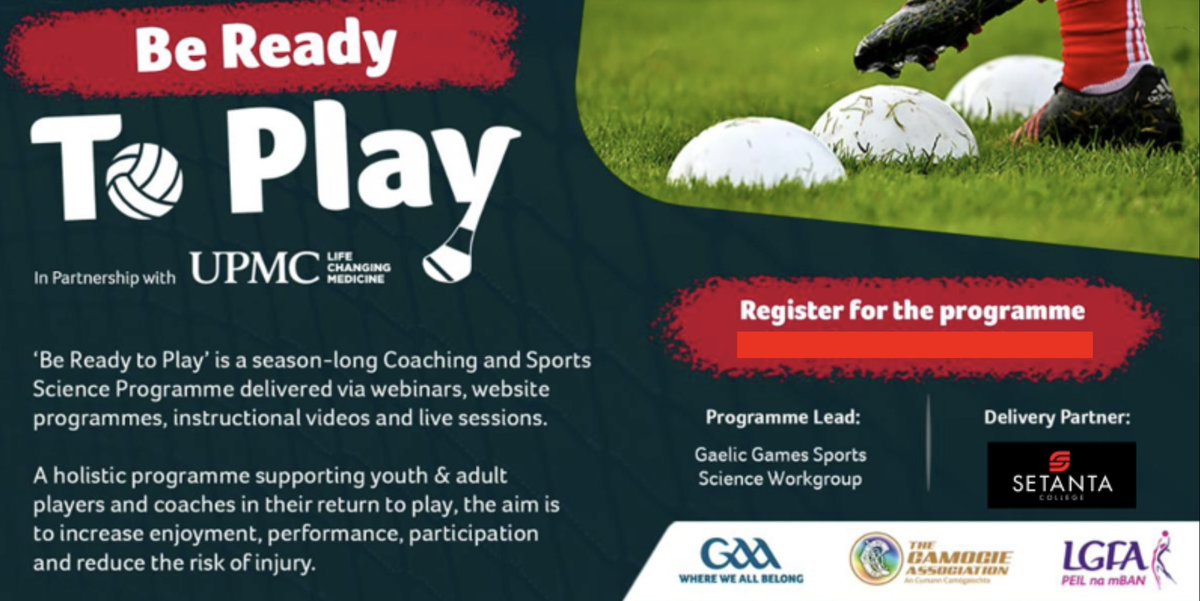 It’s a resource developed post lockdown but is still relevant today. Especially this stage of the season. Sport science webinars, Coaching webinars and Athletic Development programmes for child youth and adult. @officialgaa @LadiesFootball @OfficialCamogie learning.gaa.ie/BeReadytoPlay