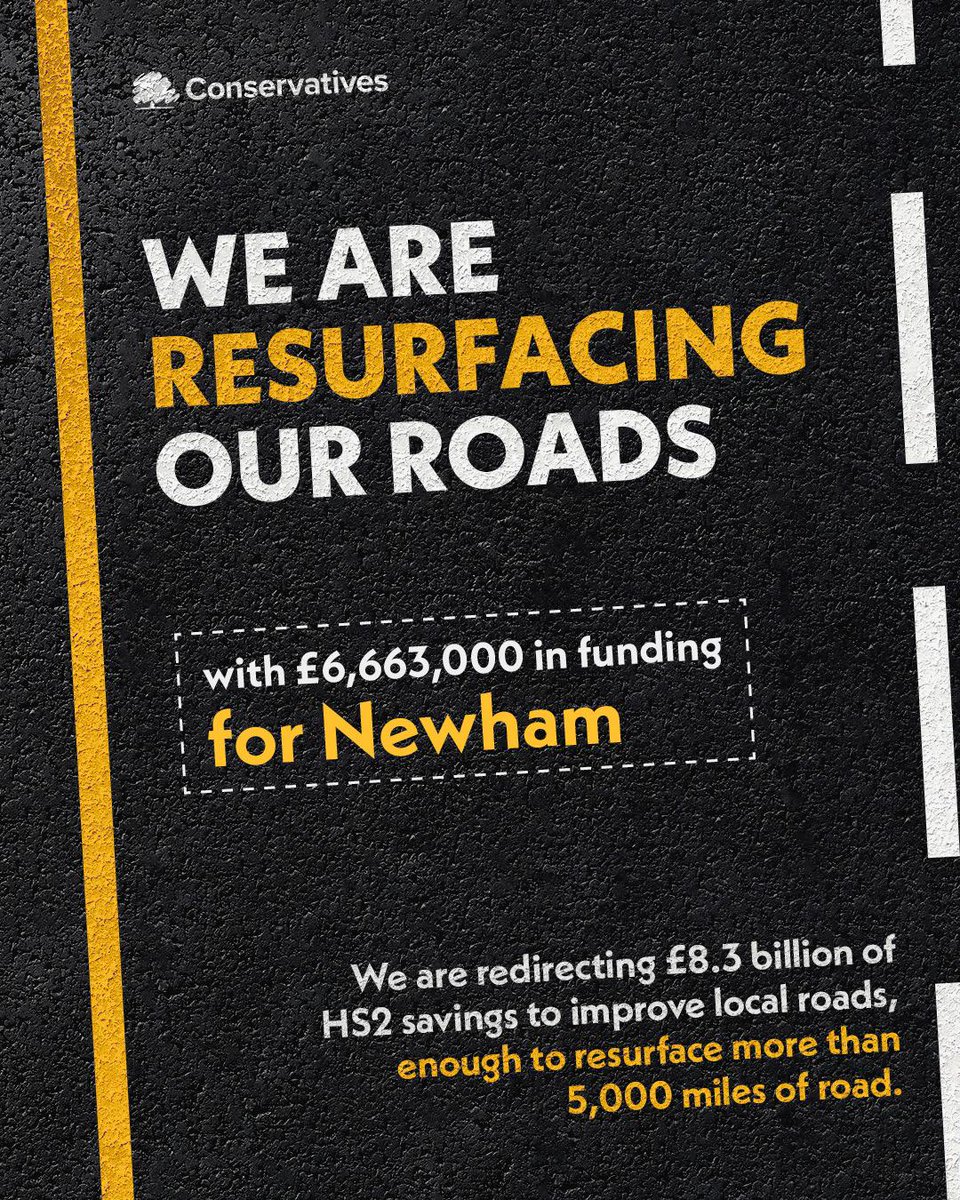 We are resurfacing our roads with £6,663,000 in funding for #Newham .