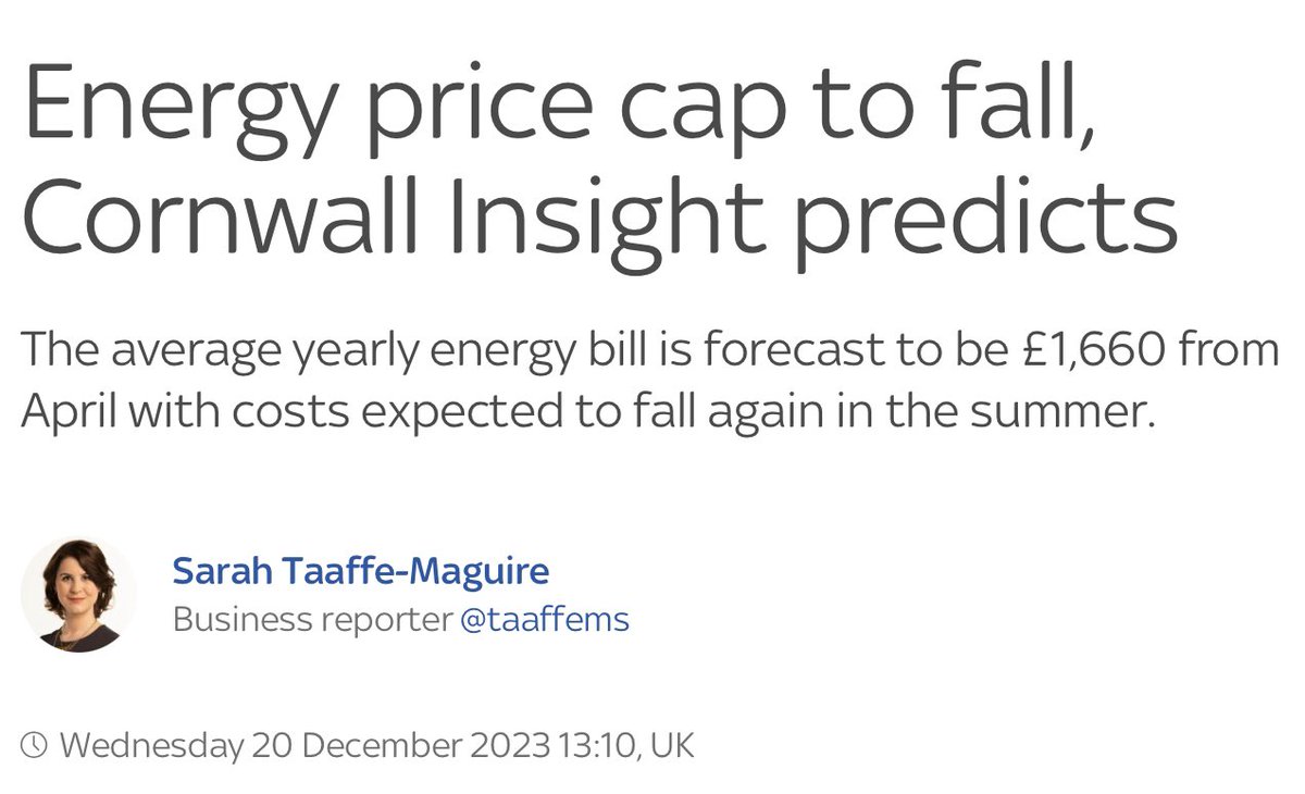 Beware fixing your energy bills. The price cap is set to FALL by 14% in April and stay lower and so will your bill bit.ly/3tsq7aB so fixing now could lock you in to higher prices.