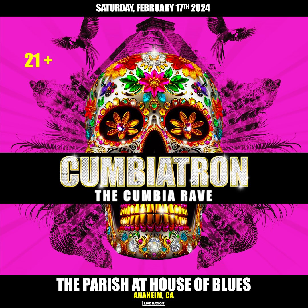 NEW SHOW ⚡️ The Cumbia Rave is coming to The Parish on February 17th! Presale- TOMORROW (12/21) @ 10 AM Local On Sale- FRIDAY (12/22) @ 10 AM Local 🔗: ticketmaster.com/event/09005F8B…