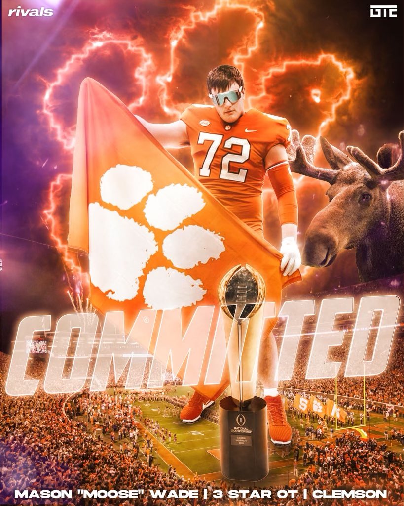 🚨 BREAKING 🚨 Clemson flips Duke OL commit Mason “Moose” Wade on #NSD The Tigers have been building some momentum this week & should be happy about landing the talented offensive lineman. Full Story: n.rivals.com/news/clemson-f…