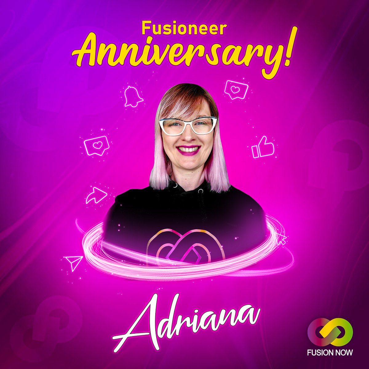 Today, we're celebrating a 2nd Fusioneer Work Anniversary🎂

Adriana creates 2.6 videos and 3 graphics daily, on average 😱 Across all clients, these graphics maintain a unique tone amongst competitors!

#FusionNow #CelebrateFusioneers #HappyWorkAnniversary