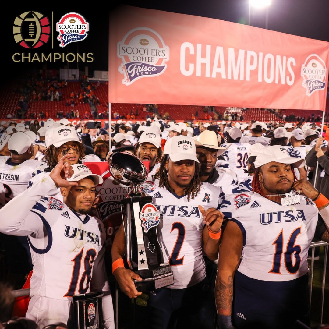 The champs are here! Congrats to @UTSAFTBL winning the 2023 @FriscoBowlGame