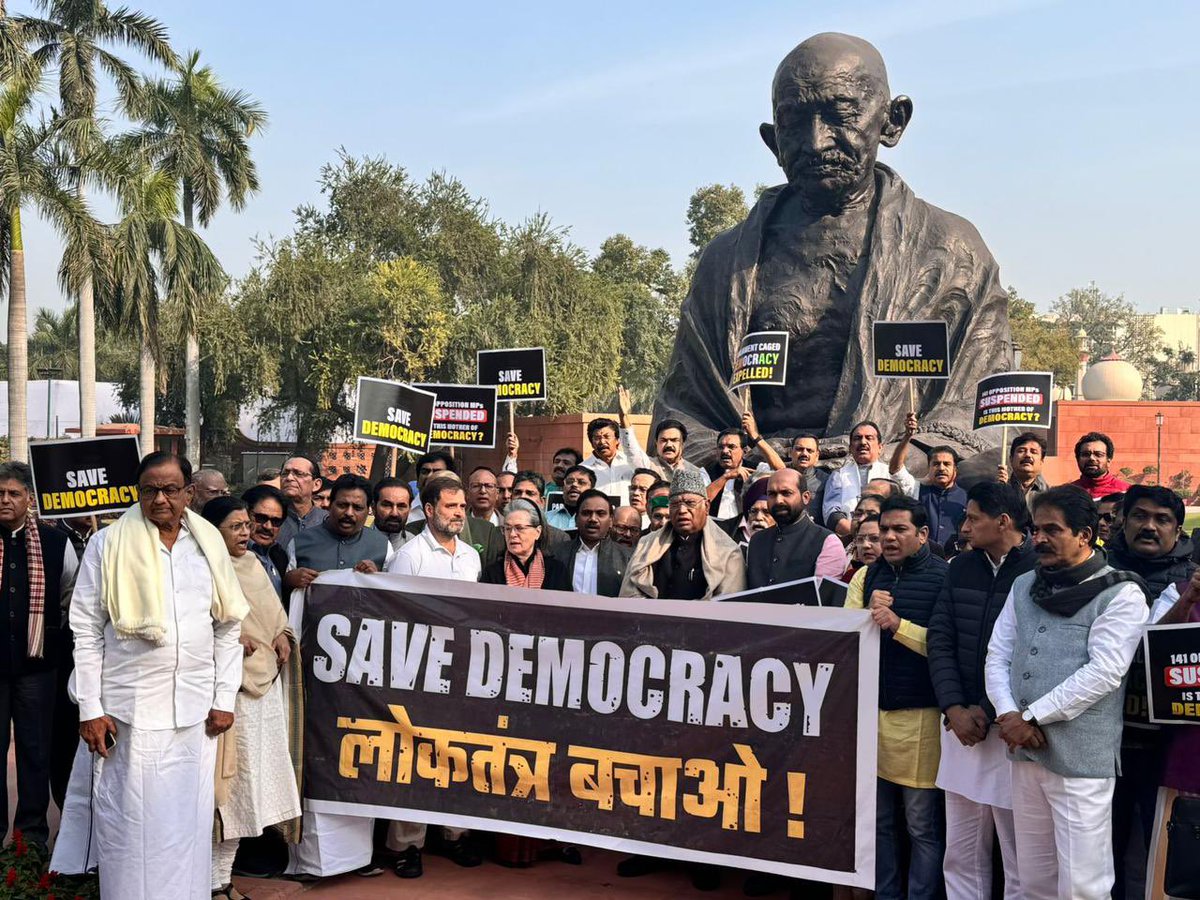 Protests in the Parliament continues with unwavering strength. With their authoritarian approach, they are suppressing democratic values. It is the need of hour to defend the principles of democracy #DemocracyDefenders #ProtestStrong