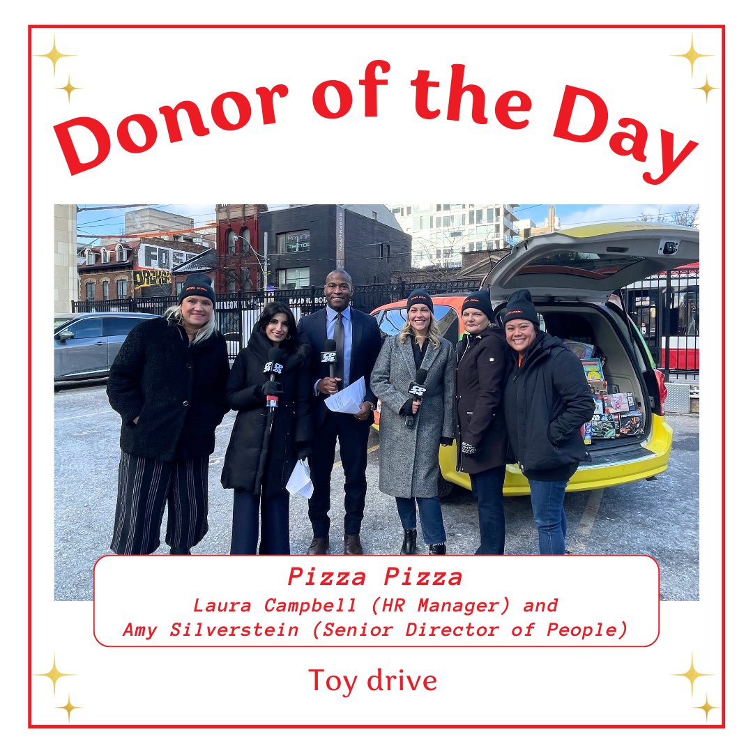 Special delivery! Pizza Pizza came down with a van full of toys for The Wish!🎁

Thank you so much to everyone at Pizza Pizza for your commitment to giving back to the community and braving this chilly afternoon with us!🍕❤️❄️