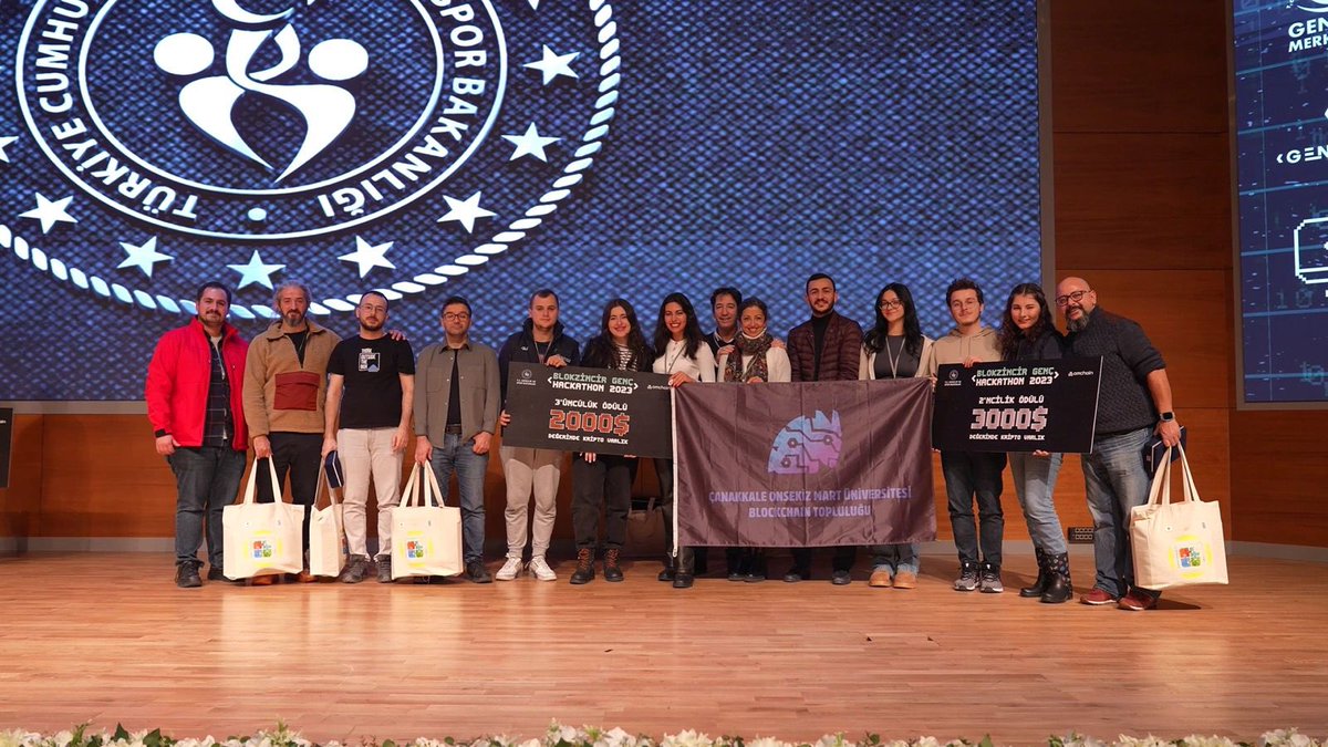 Türkiyede bir kamu kurumunda ilk defa yapılan GSB Blokzincir Genç Hackathon Yarışmasından bir ekibimiz 2 .lik bir ekibimiz 3.lük kazandı🥳🚀 Bu güzel etkinlik için <a href="/GSBgenclik/">Gençlik Hizmetleri</a> başta olmaz üzere bizimle beraber olan hocalarımıza ve mentorlerimize çok teşekkür ederiz 🥳🚀🚀