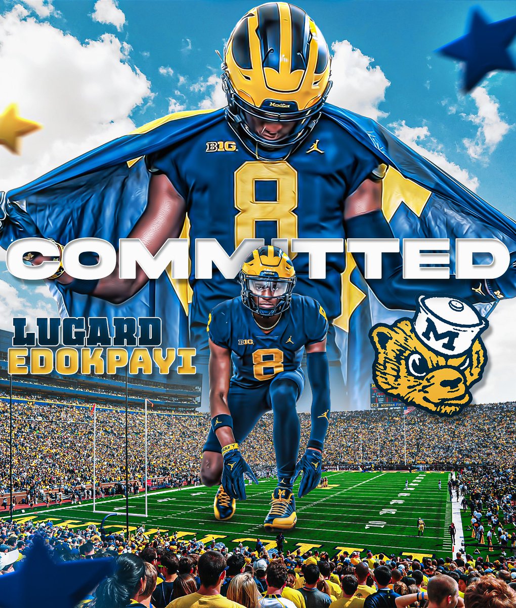 BREAKING: Four-Star EDGE Lugard Edokpayi tells me he has Committed to Michigan!

The 6’7 230 EDGE from Bowie, MD chose the Wolverines over Maryland, Tennessee, & Minnesota 

“Remember the name #LeagueBound 〽️”

on3.com/college/michig…