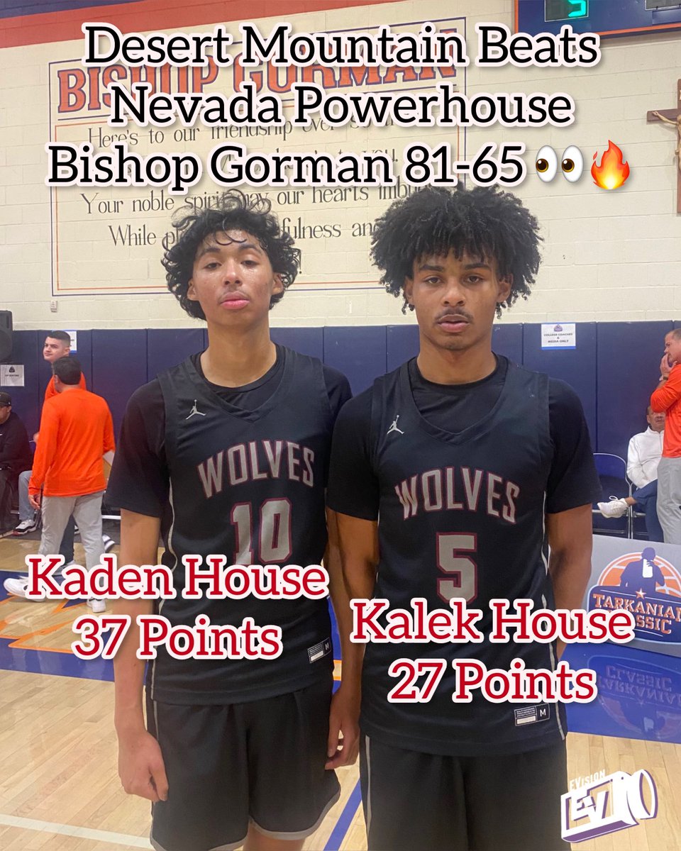 The House Twins combined for 64 points in Desert Mountain’s 81-65 win over Nevada Powerhouse Bishop Gorman 👀🔥 #RepAZ @kadenhouse10 @Kalekhouse_ @BasketballDMHS