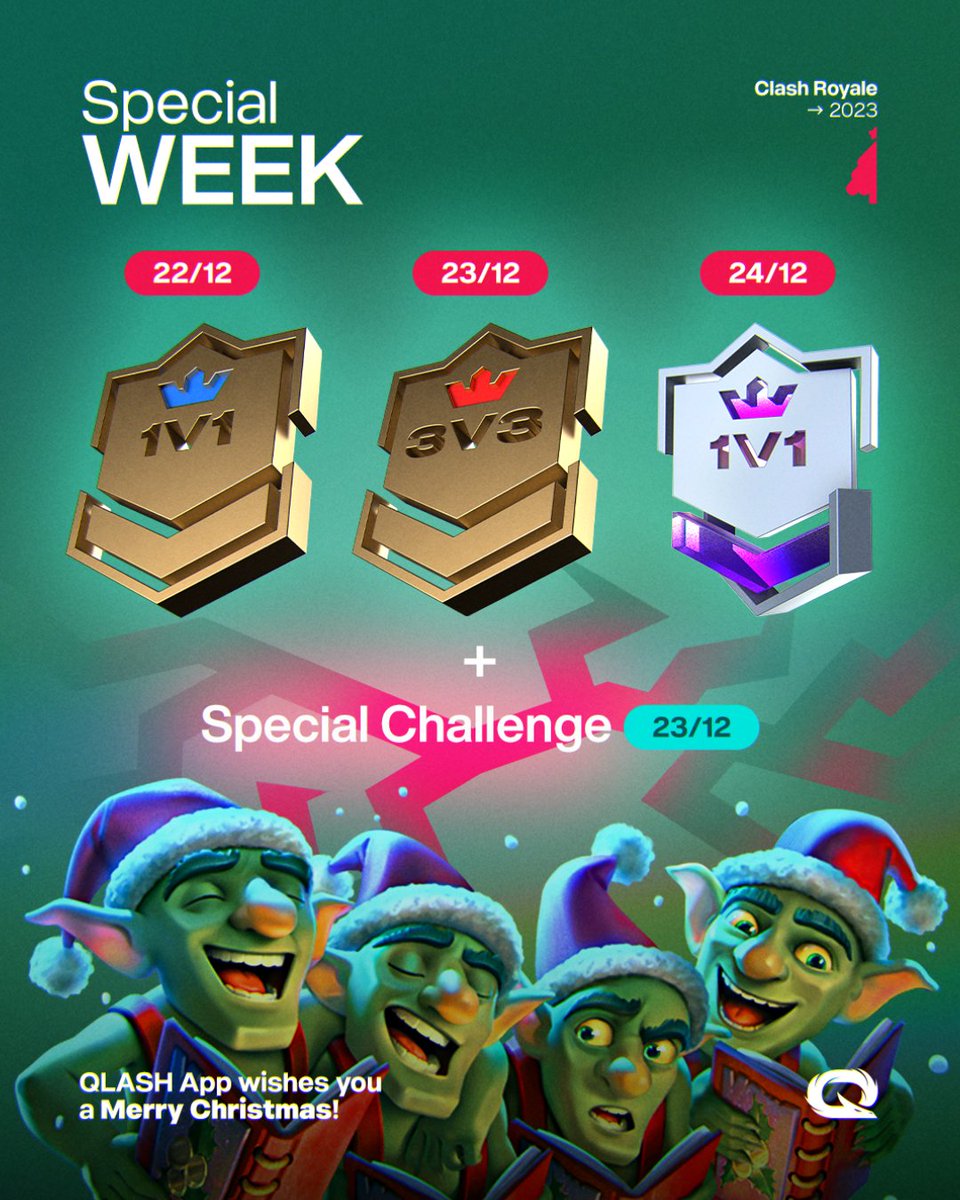 HEY YOU 🫵 

Join us in the Holiday SPECIAL weekend  🎅 

🌲 Friday 📆 22/12 ℹ️150€
⚔️deeplink.qlash.gg/6zRK1Zdc6GVPcC… 

🎆 Saturday 📆 23/12
ℹ️40€ 
⚔️deeplink.qlash.gg/xQTjo8fEWXJtym…
ℹ️150€
⚔️deeplink.qlash.gg/2iP9CsrFaseLR6… 

🎄Sunday 📆 24/12 ℹ️1000€
⚔️deeplink.qlash.gg/KgDtWsJdPYeM69…