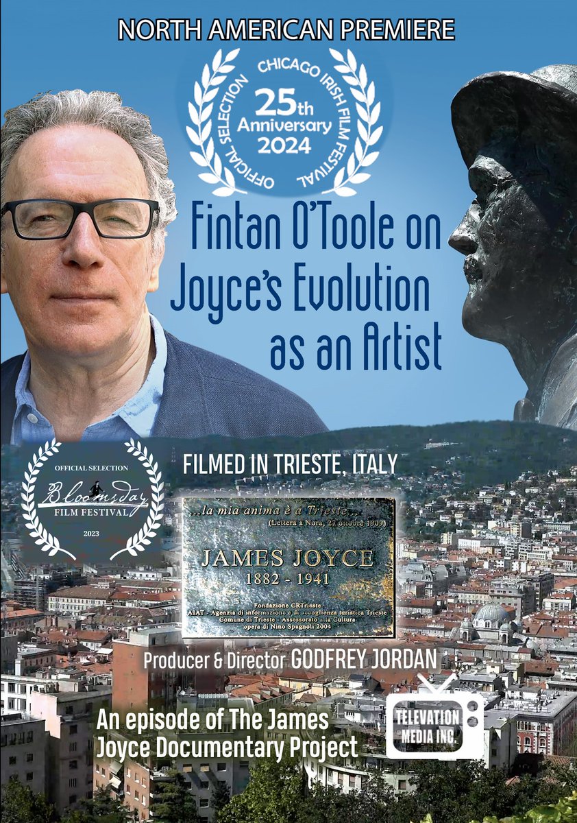 Looking forward to presenting at <a href="/ChicagoIrishFF/">Chicago Irish Film Festival</a>  premiere: "Fintan O'Toole on James Joyce's Evolution as an Artist."  Care to guess the theme?
<a href="/toirishfilmfest/">Toronto Irish Film Festival</a> <a href="/JamesJoyceCentr/">The James Joyce Centre</a> <a href="/DublinFilmFest/">Dublin International Film Festival</a> <a href="/EPICMuseumCHQ/">EPIC The Irish Emigration Museum</a> <a href="/DanMulhall/">Daniel Mulhall</a> <a href="/CanadaIrelandFd/">Canada Ireland Foundation</a>