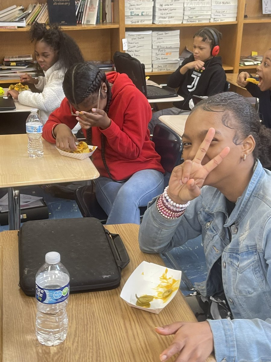 6th grade scholars in Ms. McKelton’s room won the December IXL Arctic Challenge (focusing on math and reading skills) and were rewarded with a nacho party! #WinningForARMS @LibraLBrittian @AOAddison_ @MajorJones_