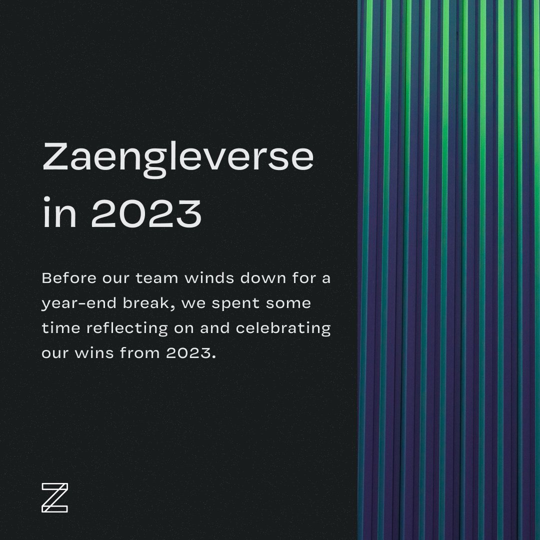 A year in review for the Zaengle team:

• 14 new projects (or major version releases) shipped
• 8 open source packages published
• 83,510 Slack messages sent
• 292 Looms recorded by Patrick
• 1 internal SaaS product (launching soon!)

Read the rest:
zaengle.com/blog/zaengleve…