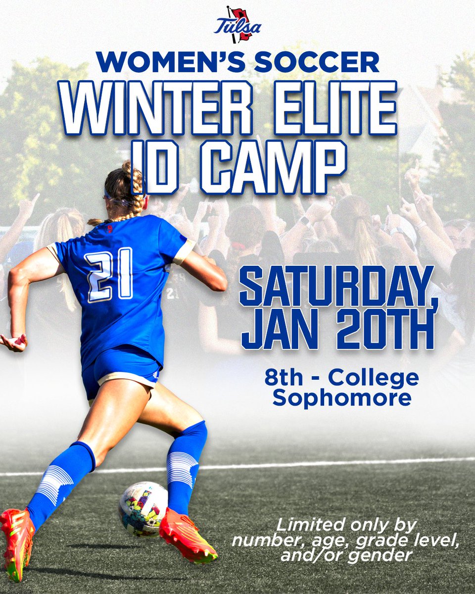 Sign up for our Winter Elite ID camp on January 20th and see what Tulsa Women's Soccer is all about! 🔗 bit.ly/485enJW