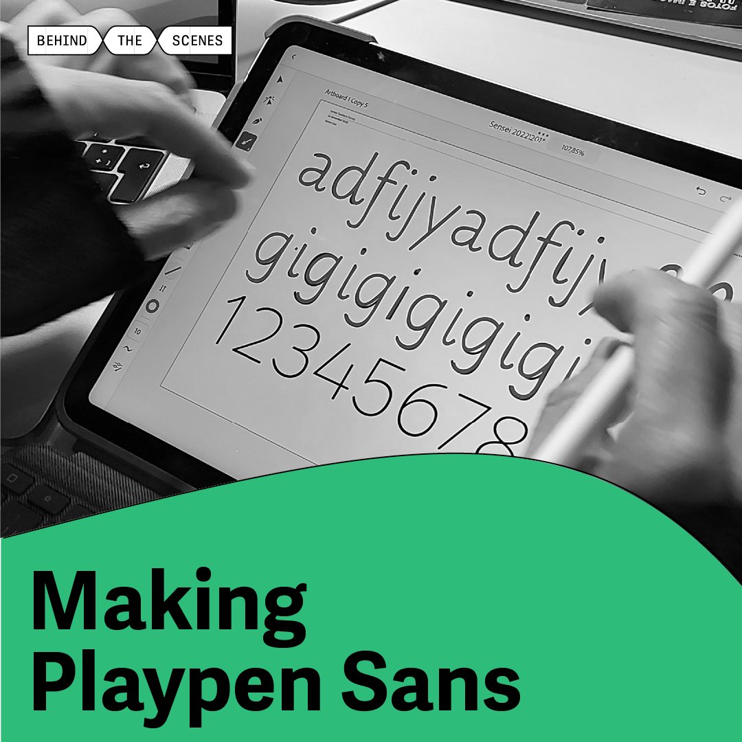 Making Playpen Sans /// The charming new Playpen Sans family is now available for free download (see thread), but what’s its backstory? How did Playpen Sans come about? 🧵 1/5  #typography #fonts #freefont #design
