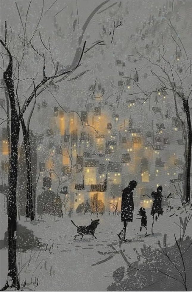 Pascal Campion #pascalcampion #pascalcampionart #winter #winterwonderland #snow #evening #frenchartist