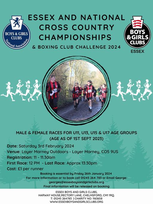 Our first event of 2024 will be the Essex & National Cross-Country Championships & Boxing Club Challenge kindly hosted by @EssexBGC 

#crosscountry #Boxing #youthclubs #youthclubswork #StartSomewhere #believeinYOUth