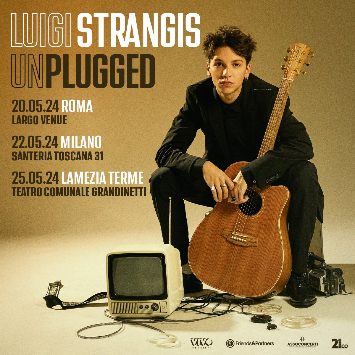 .@StrangisLuigi annuncia tre date Unplugged a Roma (20 maggio, Largo Venue), Milano (22 maggio, Santeria Toscana 31) e Lamezia Terme (25 maggio, Teatro Comunale Grandinetti). Biglietti su vivoconcerti.com daL 21 dicembre alle 16 e nei vendita dal 26 dicembre alle 11