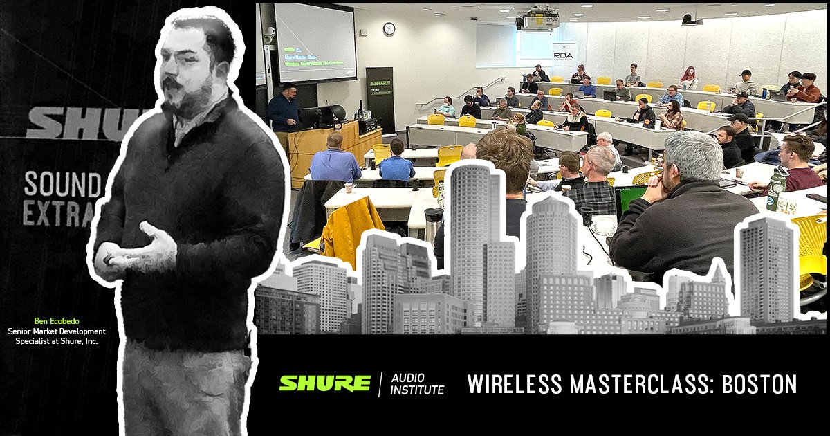 richarddeanasc's tweet image. We want to thank everyone who attended the @shure #WirelessMasterclass in the #boston area.  Huge thank you to Ben Escobedo for presenting and to @BrandeisU for hosting the event in their space. #shure #SAI