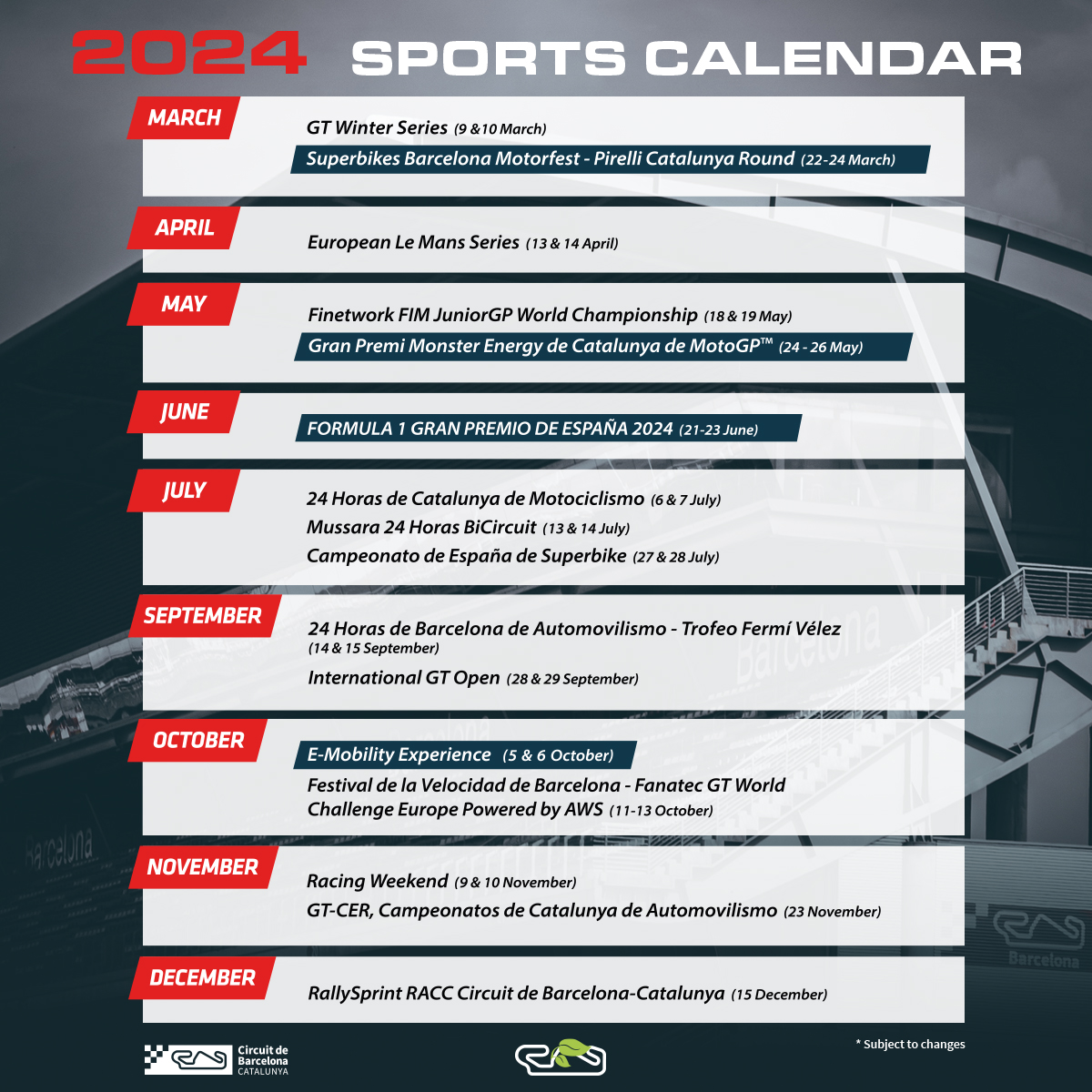 Here comes the Circuit 2024 sports calendar!! 😊😊 Which races are you most excited about? 😉 Comment below! 👇